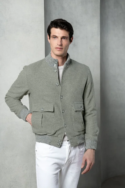 Sage Super 180's wool flannel bomber jacket – Made in Italy