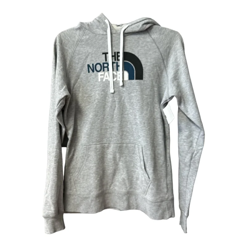 Athletic Sweatshirt Hoodie By The North Face In Grey, Size: M