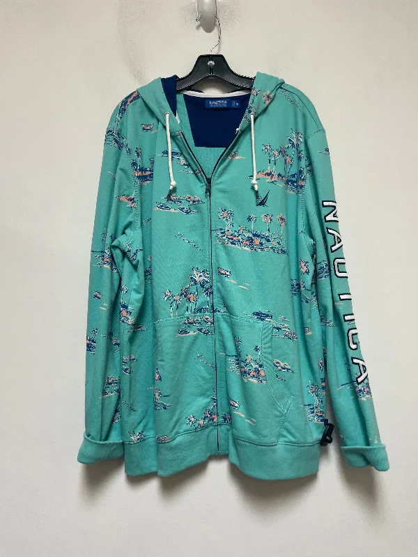 Sweatshirt Hoodie By Nautica In Teal, Size: Xl