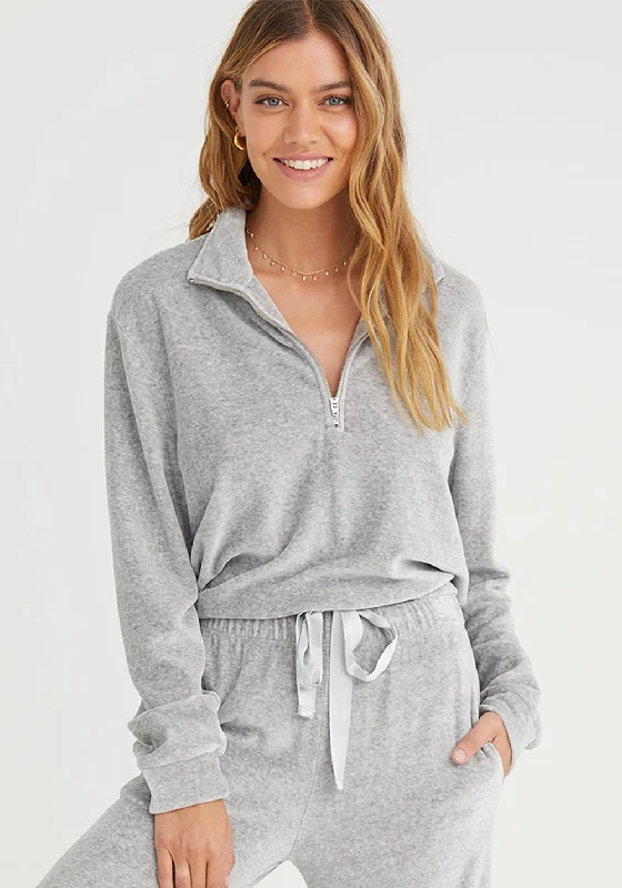 Long Sleeve Zipper Pullover -  Heather Grey