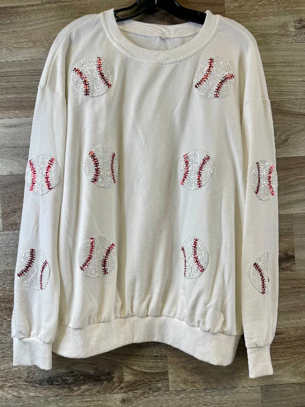 Athletic Sweatshirt Crewneck By Clothes Mentor In White, Size: Xl