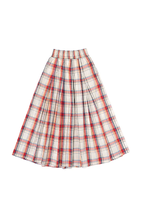 SAMPLE - BURU x Sabrina Smocked Waist MIDI Skirt - Primary Plaid