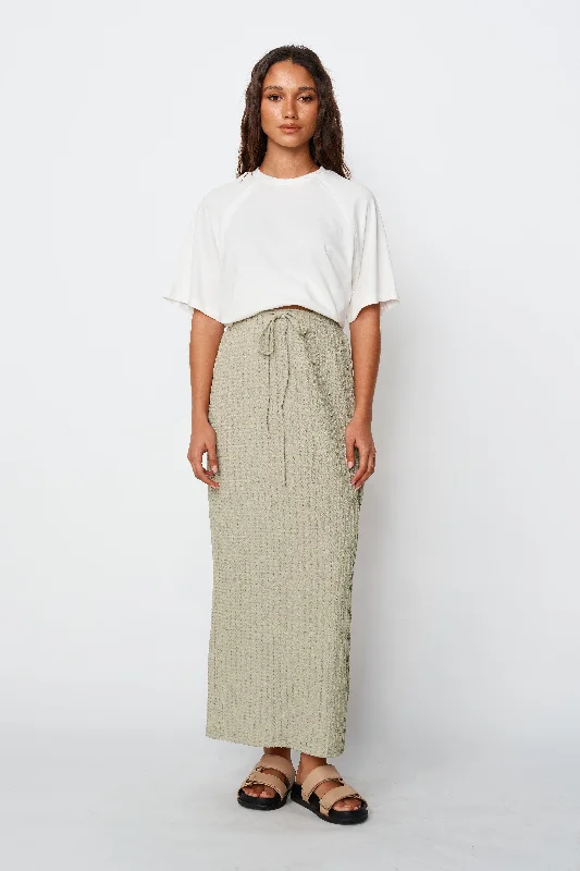 Noah Textured Midi Skirt - Sage