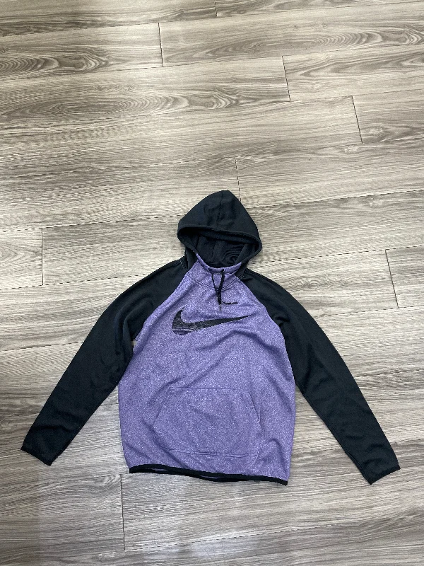 Athletic Sweatshirt Hoodie By Nike In Black & Purple, Size: M