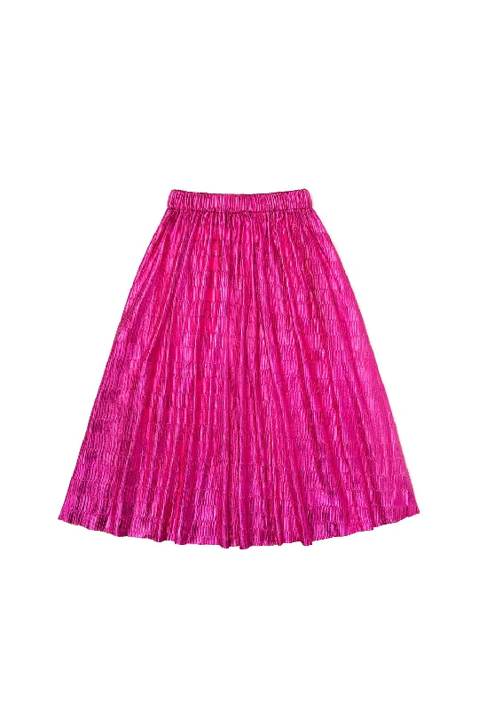 SAMPLE - Metallic Pleated Skirt - Hot Pink