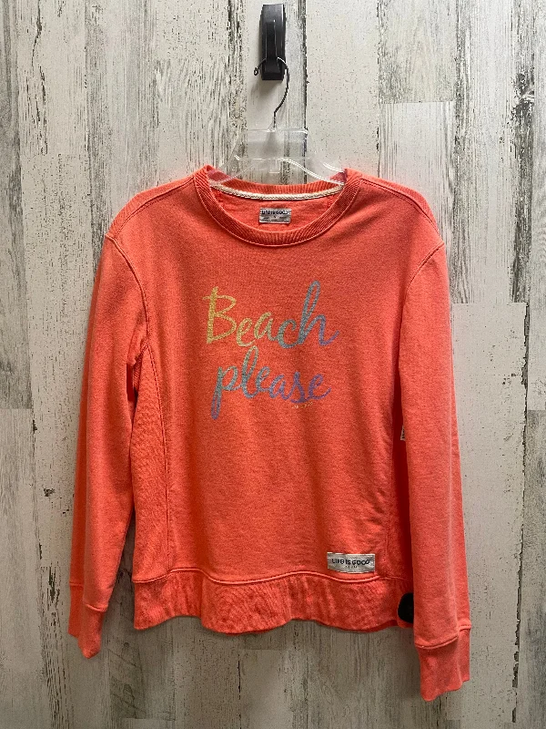 Sweatshirt Crewneck By Life Is Good In Orange, Size: S