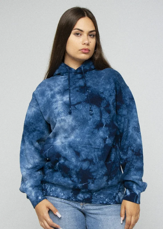 Blue Crystal Wash Tie Dye Hoodie