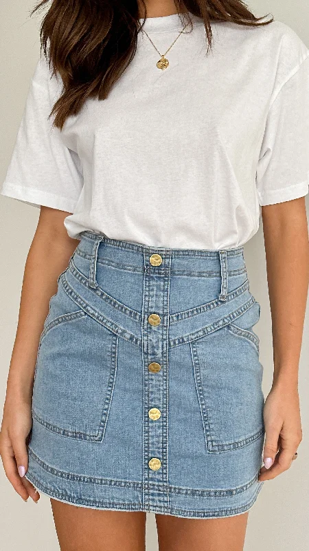 Lucilla Mini Skirt - Blue Denim