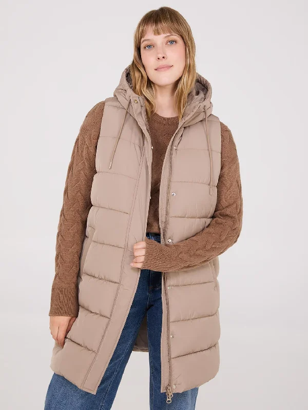 Long Hooded Puffer Vest