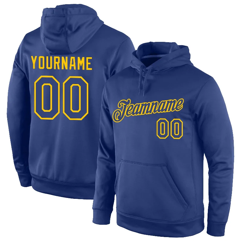 Custom Stitched Royal Royal-Gold Sports Pullover Sweatshirt Hoodie