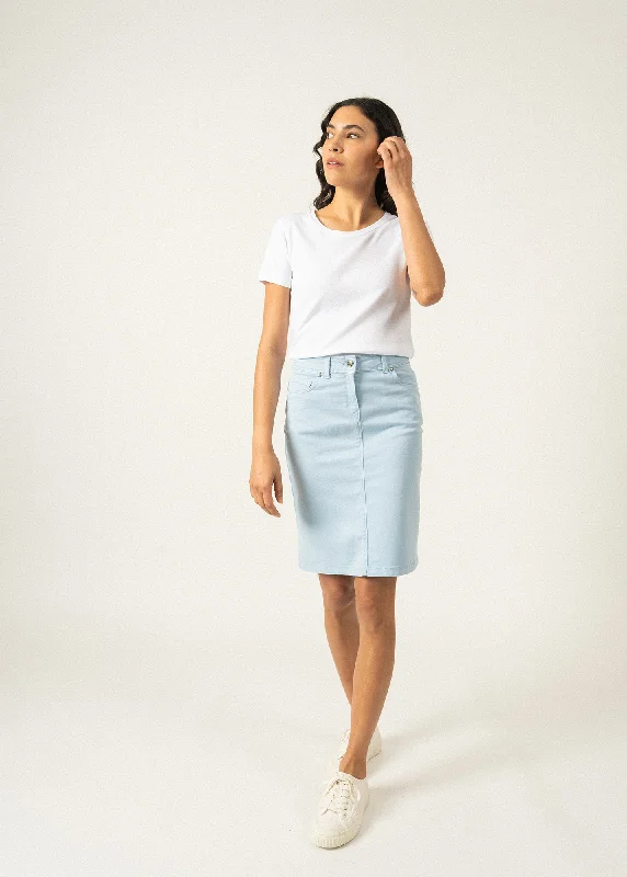 ELFY - Stretch Straight Skirt in Colorful Denim (LIGHT BLUE)