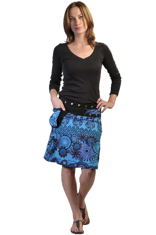 Wrap Around Multi Print Knee Length Skirt