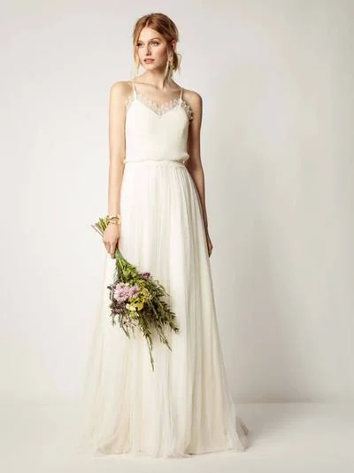 Rembo Styling Silk Bodice with Silk Tulle A-Line Skirt Wedding Dresses Online #Luna