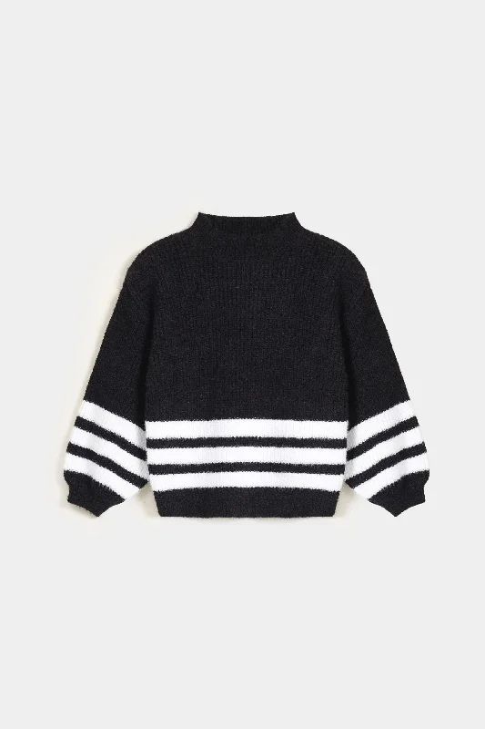 Mock Neck Sweater With Stripe Detail