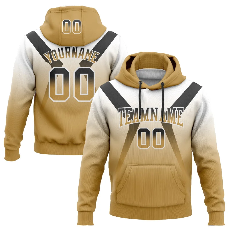 Custom Stitched White Black-Old Gold Fade Fashion Arrow Sports Pullover Sweatshirt Hoodie