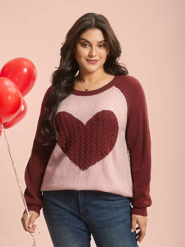 Timeless Romance Cable Knit Raglan Sleeve Pullover