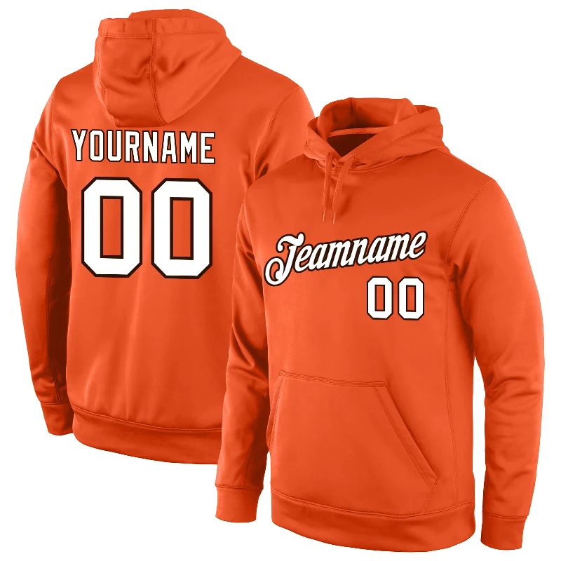 Custom Stitched Orange White-Brown Sports Pullover Sweatshirt Hoodie