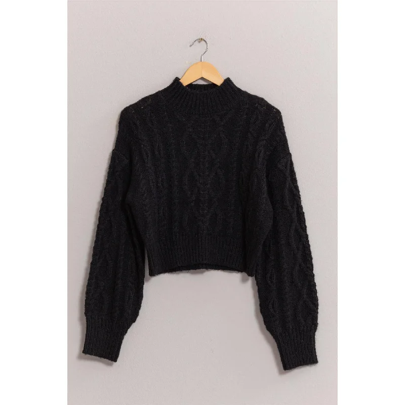 High Neck Cable Knit Sweater