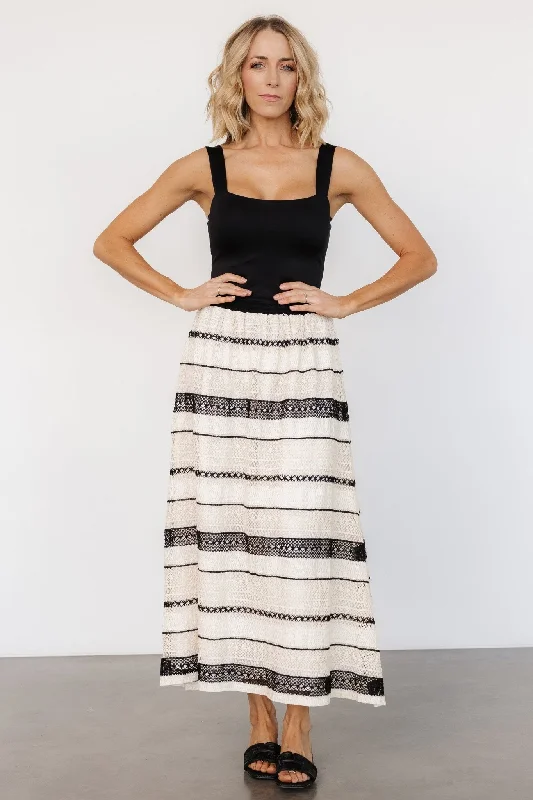 Alondra Woven Skirt | Cream + Black