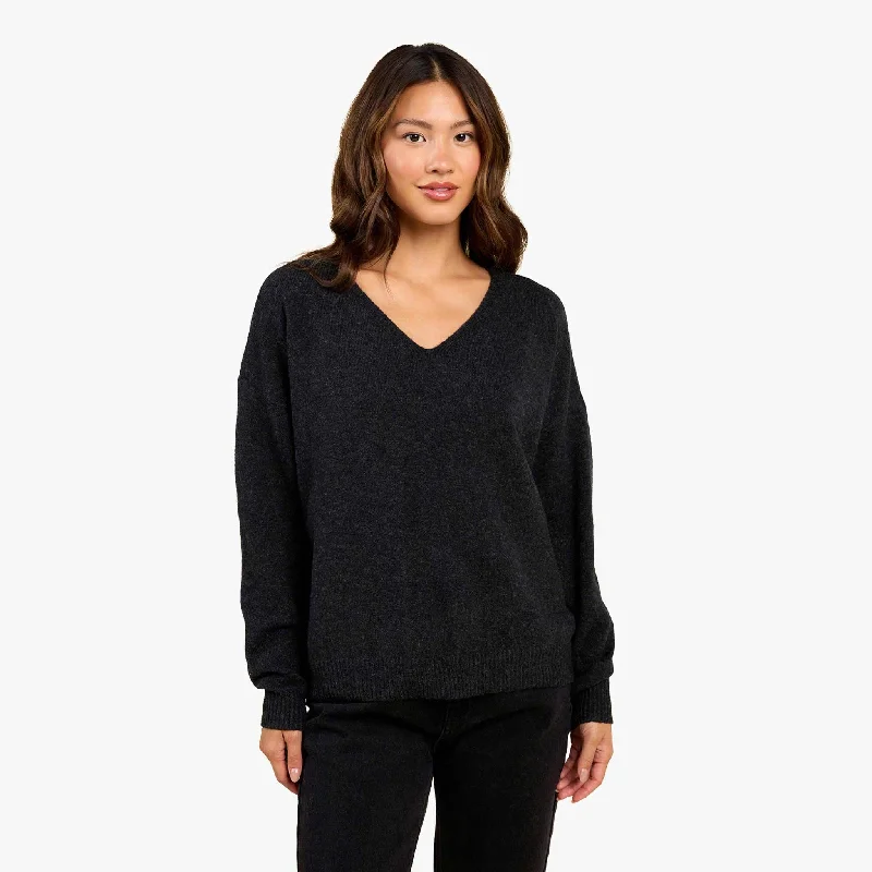 Cozy Knit V-Neck Sweater | Black