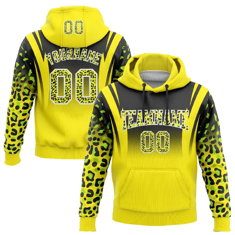 Custom Stitched Black Light Yellow-Neon Green Fade Fashion Leopard Print Sports Pullover Sweatshirt Hoodie