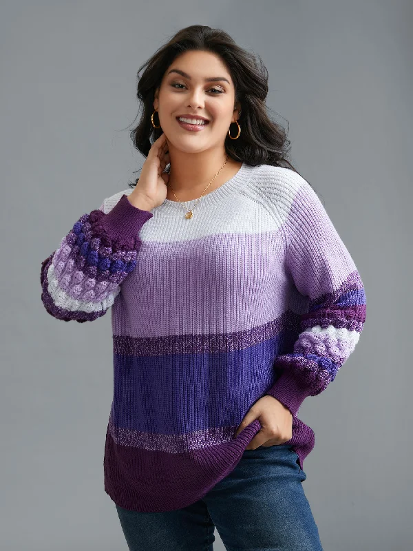 Color contrast Plisse Raglan Sleeve Pullover