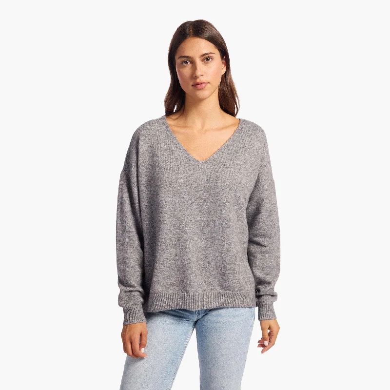 Cozy Knit V-Neck Sweater | Charcoal