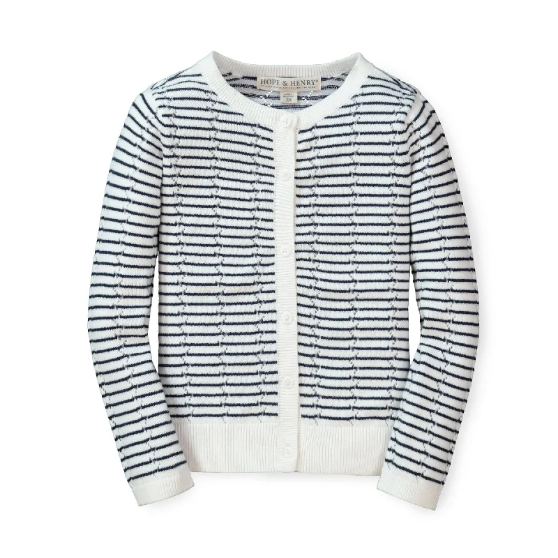 Pointelle Stripe Organic Cardigan