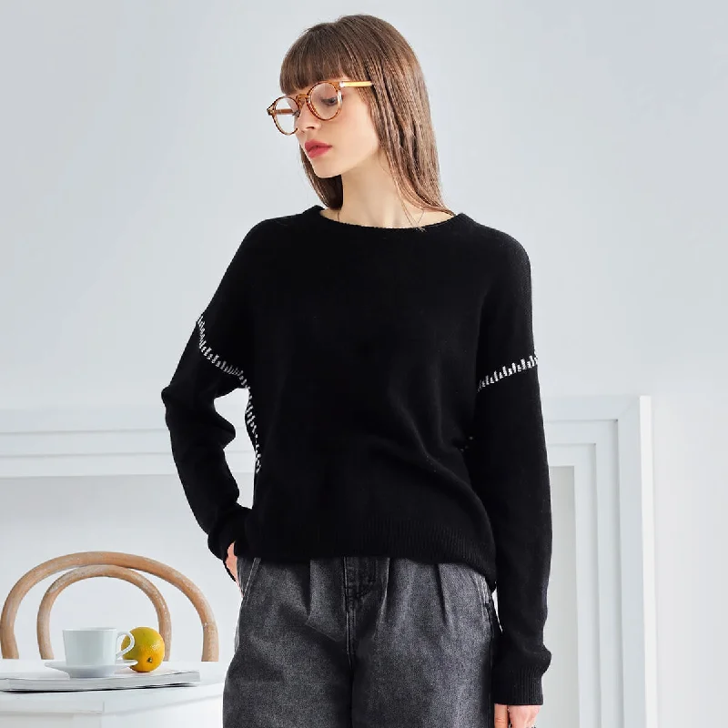 100% Cashmere Knit Sweater with Minimalist Stitch Detailing