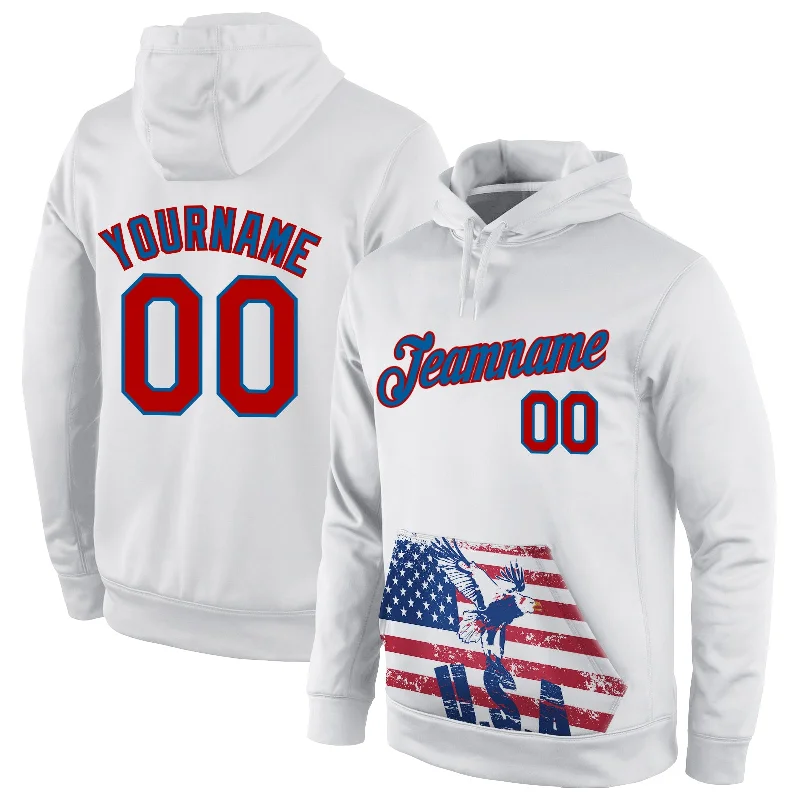 Custom Stitched White Red-Blue 3D American Flag Fashion Sports Pullover Sweatshirt Hoodie