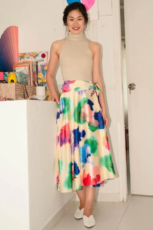 No Excuses Wrap Skirt Cauliflower Watercolor