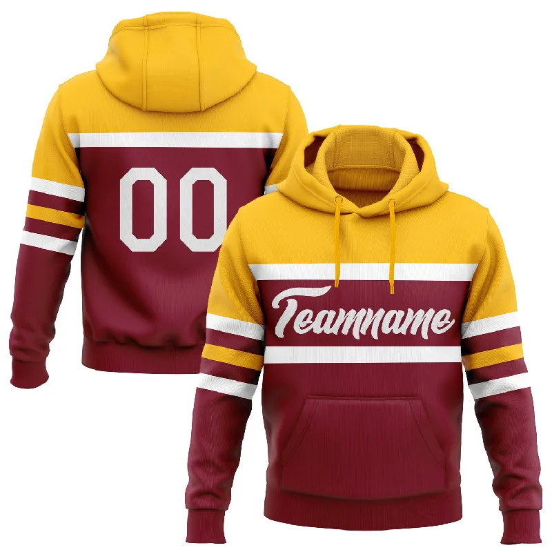 Custom Stitched Crimson White-Gold Line Sports Pullover Sweatshirt Hoodie