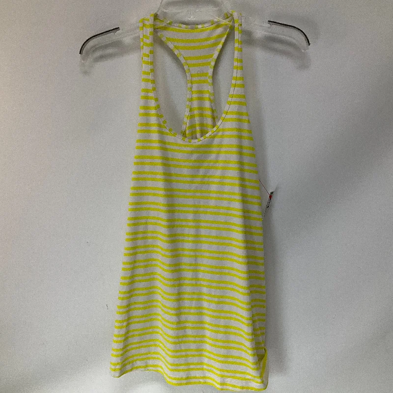 Athletic Tank Top By Lululemon In White & Yellow, Size: 12