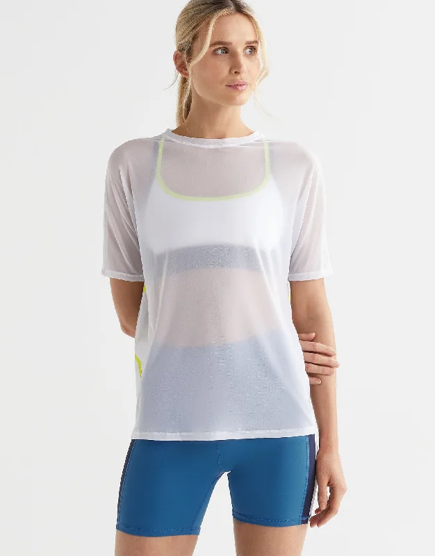 Heidi Sports Tee - White, Lime