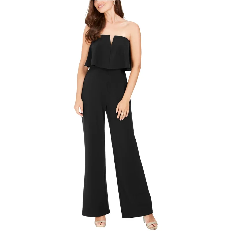 Adrianna Papell Womens Solid Off The Shoulder Jumpsuit, Black, 2