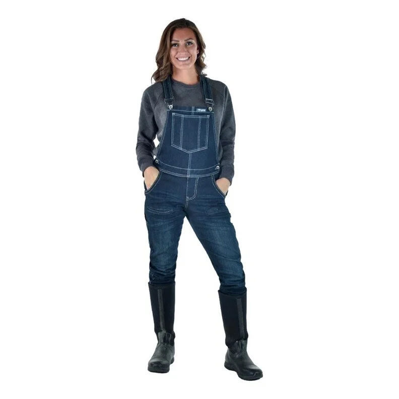 Cowgirl Tuff Western Overalls Womens Tuck Bib Dark Wash JTWBOG