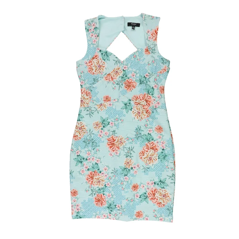 GUESS Womens Floral Bodycon Dress, Multicoloured, 4