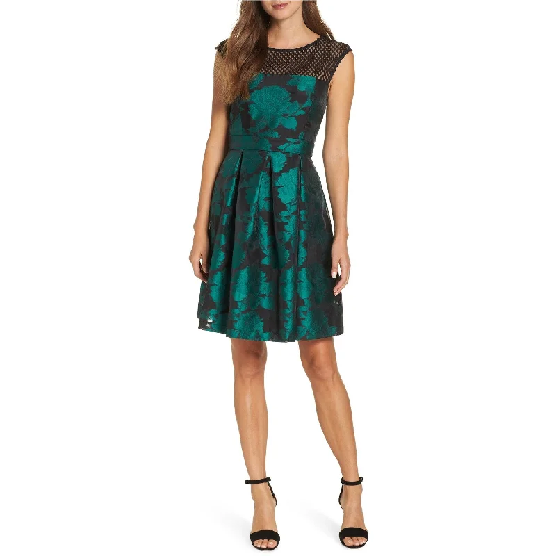 Julia Jordan Womens Jacquard A-line Dress, Green, 10