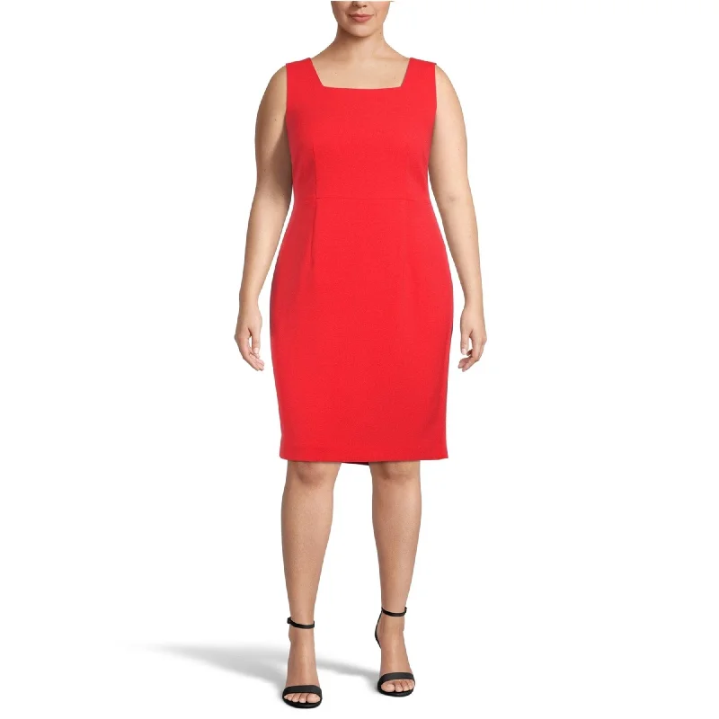 Kasper Womens Solid Sheath Dress, Red, 16W