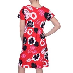 La Cera Women's Floral Button-front Short-sleeve Dress