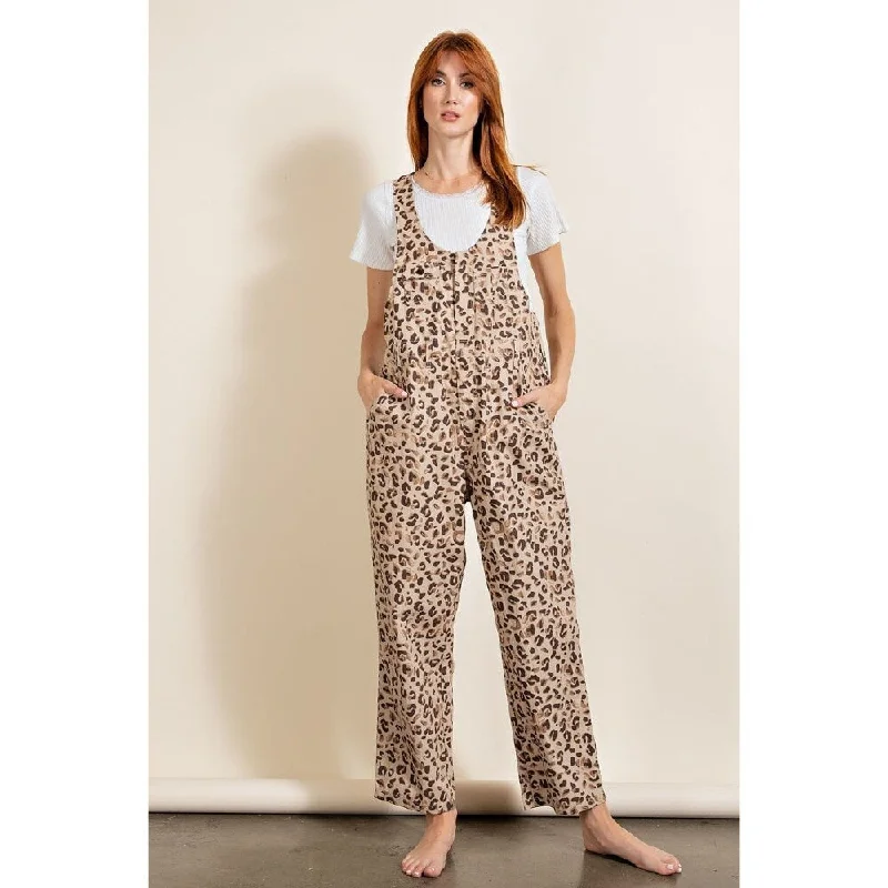 Leopard Printed U Neckline Jumpsuit