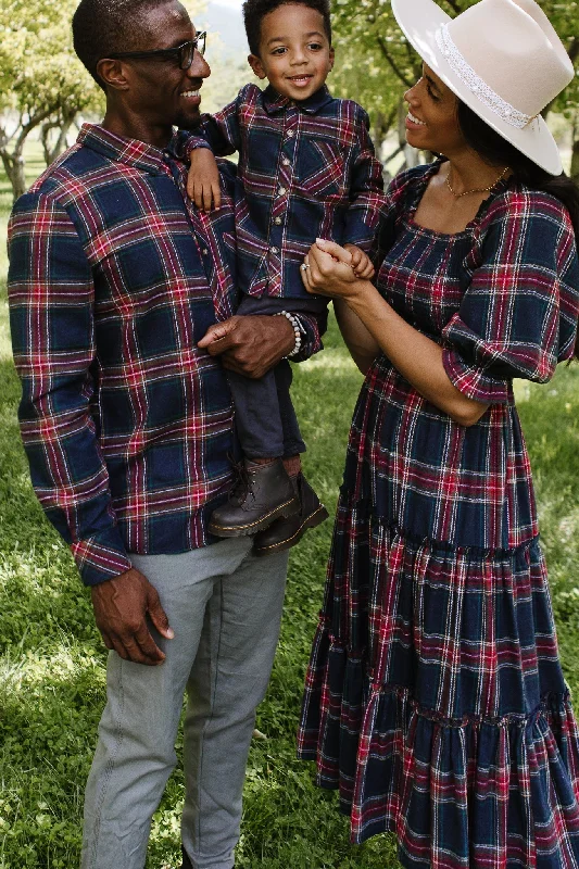 Mens John Shirt in Madeline Navy Plaid