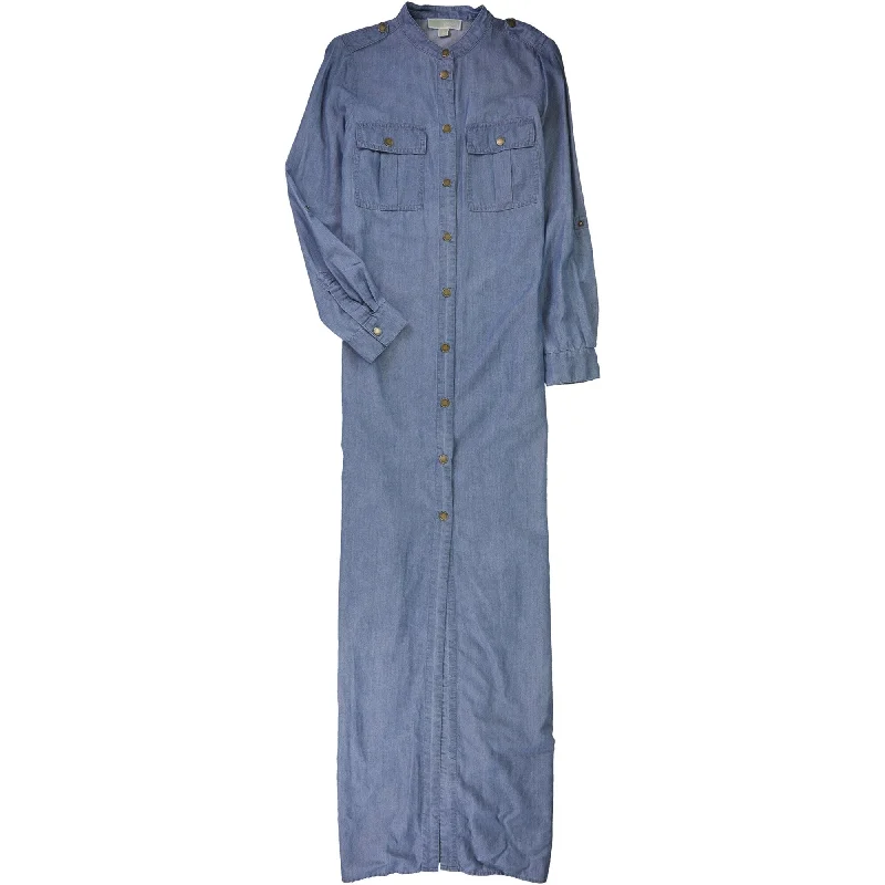 Michael Kors Womens Denim Shirt Dress, Blue, X-Small