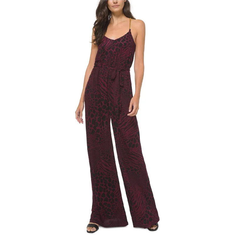 Michael Kors Womens Embellished Wide Leg Jumpsuit, Red, Large