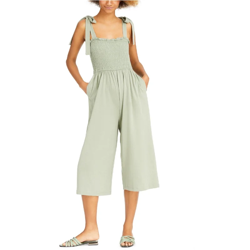 Mink Pink Womens Smocked Tie-Shoulder Jumpsuit