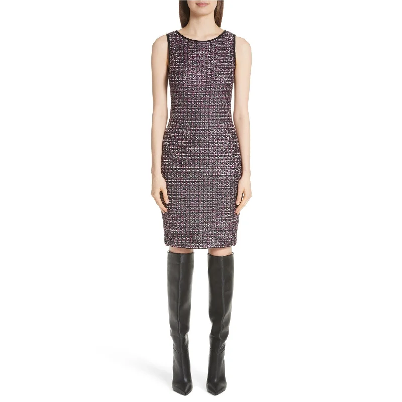 St. John Womens Painterly Sheen Tweed Shift Dress, Multicoloured, 2