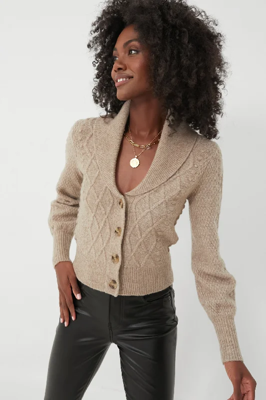 Beige Eyelet Cardigan