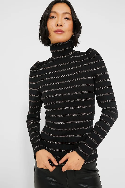 Black Lurex Cedar Turtleneck