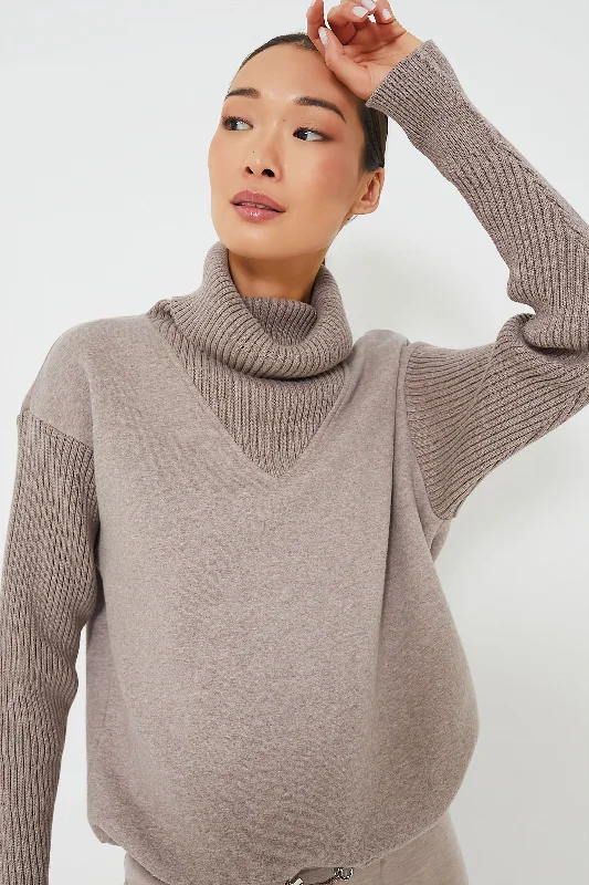 Deep Taupe Marl Ramsey Cowl Neck Sweat