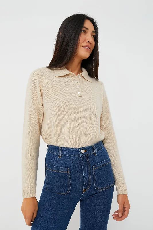 Oatmeal Cashmere Alice Polo Sweater